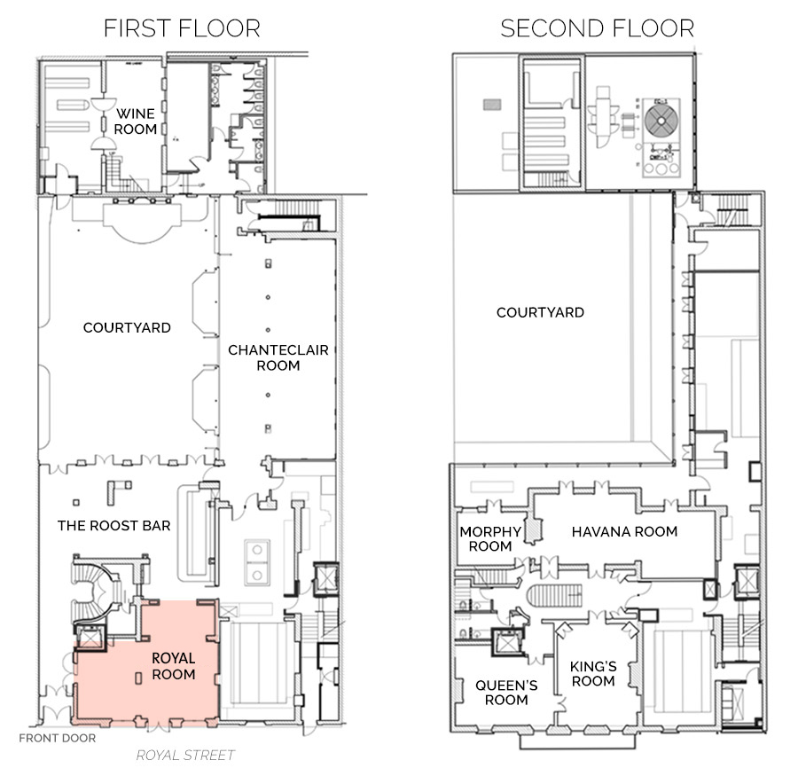 Floorplan showing Royal Room on First Floor