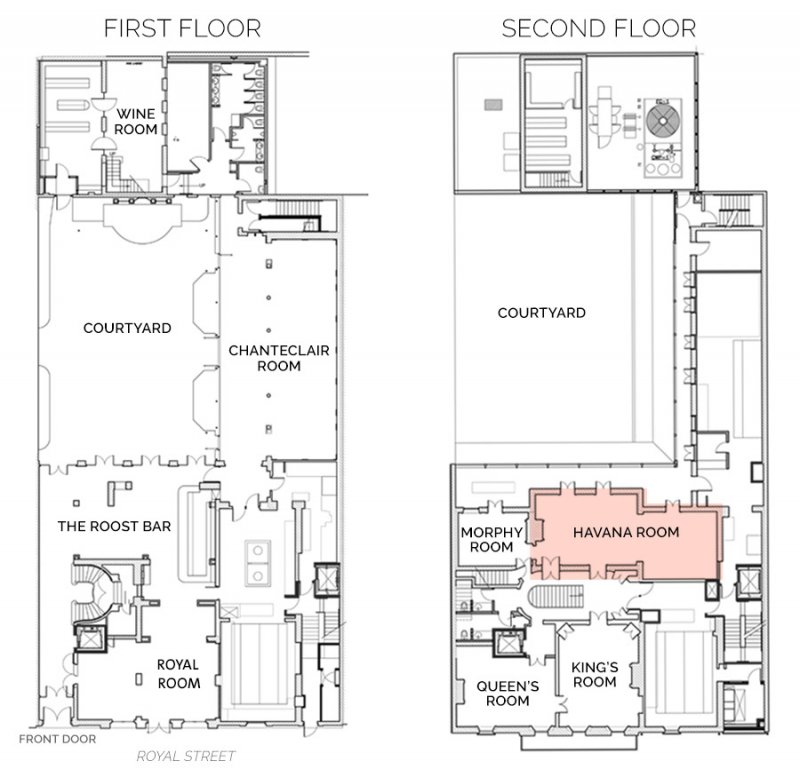 Floorplan showing Havana Room on First Floor