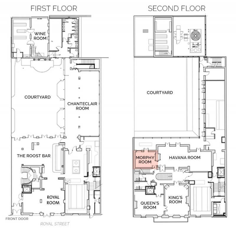 Floorplan Showing Morphy Room on Second Floor