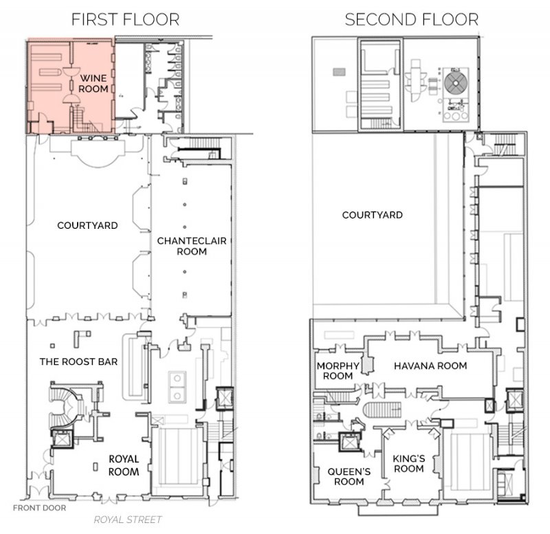 Floorplan showing Wine Room on First Floor